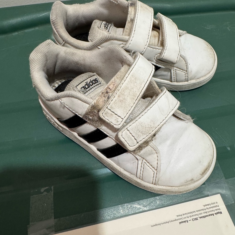 Adidas White and Black Velcro Sneakers